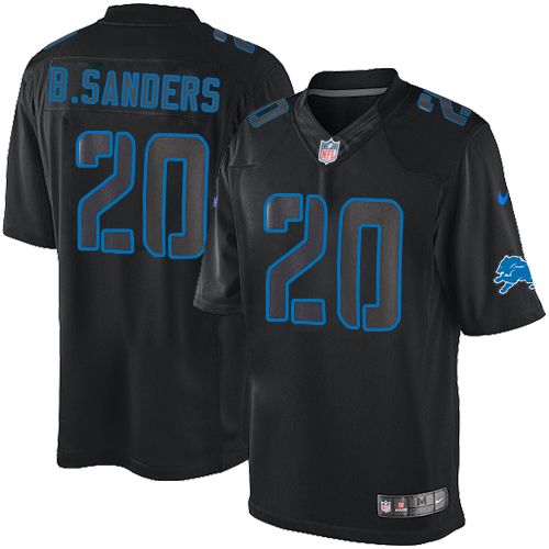 Men's Nike Detroit Lions #20 Barry Sanders Limited Black Impact NFL Jersey