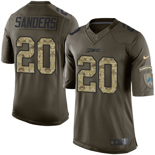 Men's Nike Detroit Lions #20 Barry Sanders Elite Green Salute to Service NFL Jersey