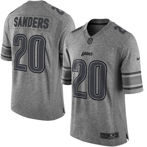 Men's Nike Detroit Lions #20 Barry Sanders Limited Gray Gridiron NFL Jersey