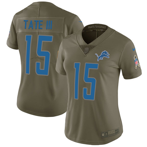 Women's Nike Detroit Lions #15 Golden Tate III Limited Olive 2017 Salute to Service NFL Jersey