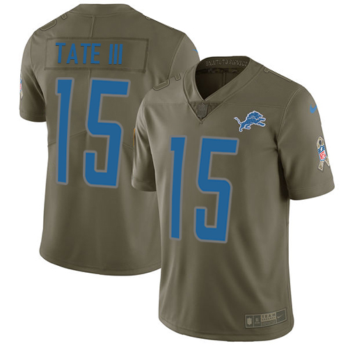 Men's Nike Detroit Lions #15 Golden Tate III Limited Olive 2017 Salute to Service NFL Jersey