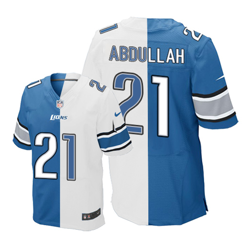 Men's Nike Detroit Lions #21 Ameer Abdullah Elite Blue/White Split Fashion NFL Jersey