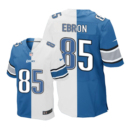 Men's Nike Detroit Lions #85 Eric Ebron Elite Blue/White Split Fashion NFL Jersey
