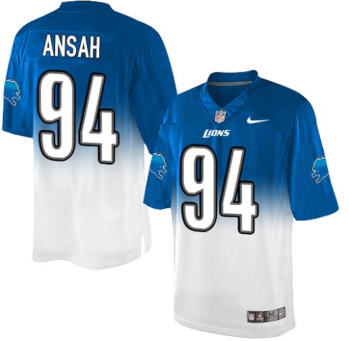Men's Nike Detroit Lions #94 Ziggy Ansah Elite Blue/White Fadeaway NFL Jersey