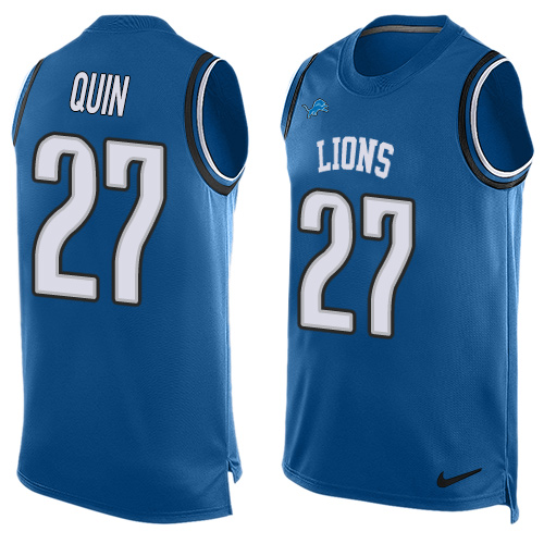 Men's Nike Detroit Lions #27 Glover Quin Limited Blue Player Name & Number Tank Top NFL Jersey
