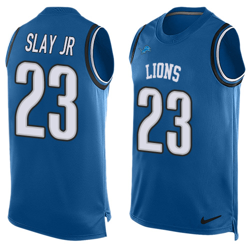 Men's Nike Detroit Lions #23 Darius Slay Limited Blue Player Name & Number Tank Top NFL Jersey