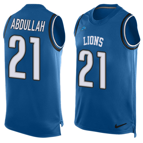 Men's Nike Detroit Lions #21 Ameer Abdullah Limited Blue Player Name & Number Tank Top NFL Jersey