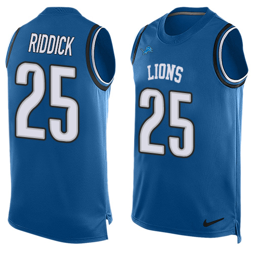 Men's Nike Detroit Lions #25 Theo Riddick Limited Blue Player Name & Number Tank Top NFL Jersey