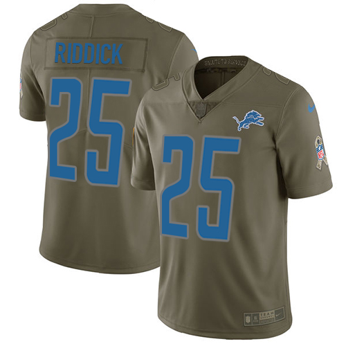 Youth Nike Detroit Lions #25 Theo Riddick Limited Olive 2017 Salute to Service NFL Jersey