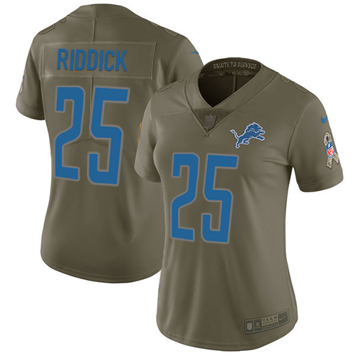 Women's Nike Detroit Lions #25 Theo Riddick Limited Olive 2017 Salute to Service NFL Jersey