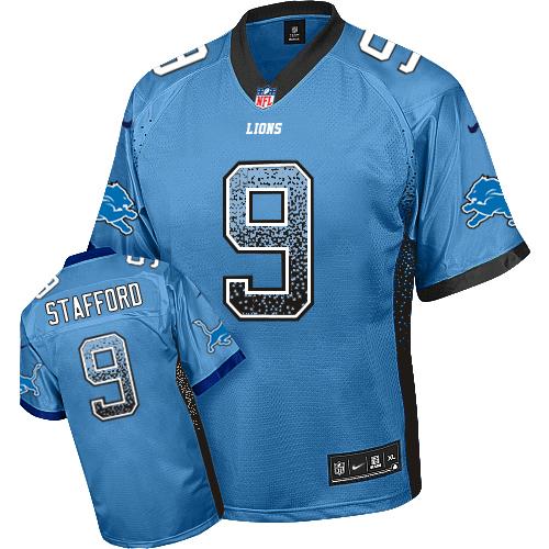 Youth Nike Detroit Lions #9 Matthew Stafford Elite Blue Drift Fashion NFL Jersey