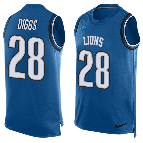 Men's Nike Detroit Lions #28 Quandre Diggs Limited Blue Player Name & Number Tank Top NFL Jersey