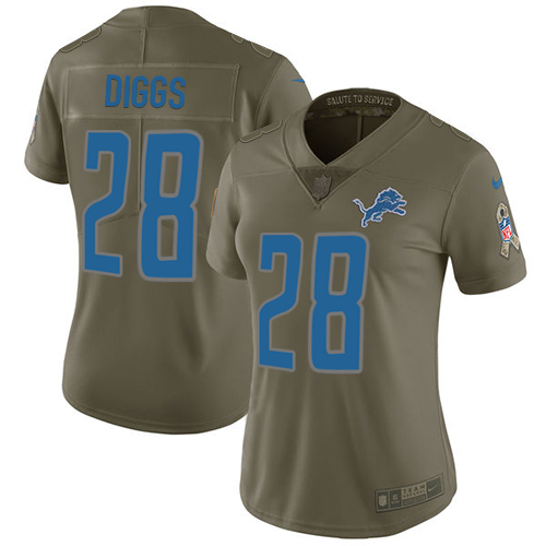 Women's Nike Detroit Lions #28 Quandre Diggs Limited Olive 2017 Salute to Service NFL Jersey