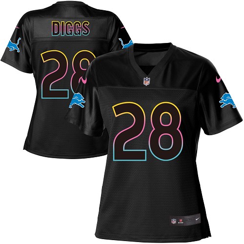 Women's Nike Detroit Lions #28 Quandre Diggs Game Black Fashion NFL Jersey