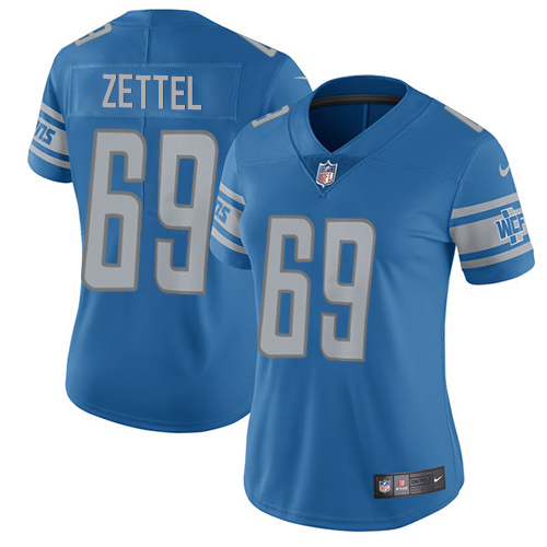 Women's Nike Detroit Lions #69 Anthony Zettel Blue Team Color Vapor Untouchable Limited Player NFL Jersey