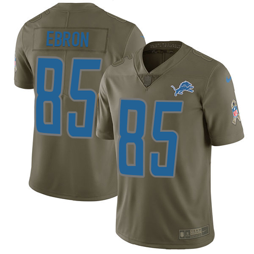 Youth Nike Detroit Lions #85 Eric Ebron Limited Olive 2017 Salute to Service NFL Jersey