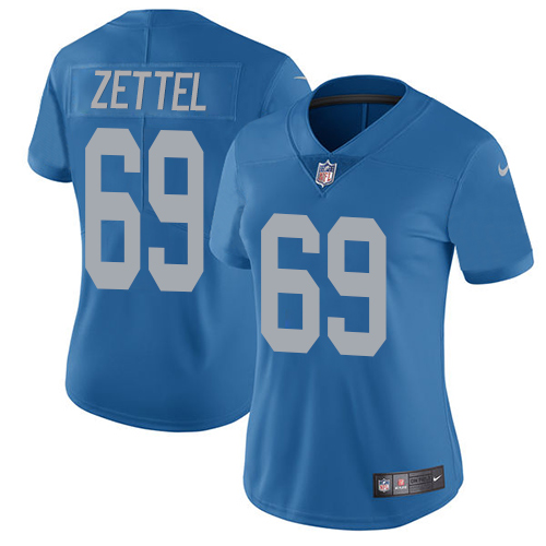 Women's Nike Detroit Lions #69 Anthony Zettel Blue Alternate Vapor Untouchable Elite Player NFL Jersey