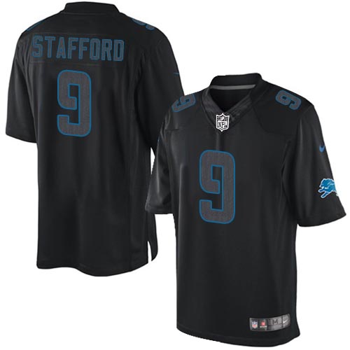 Men's Nike Detroit Lions #9 Matthew Stafford Limited Black Impact NFL Jersey