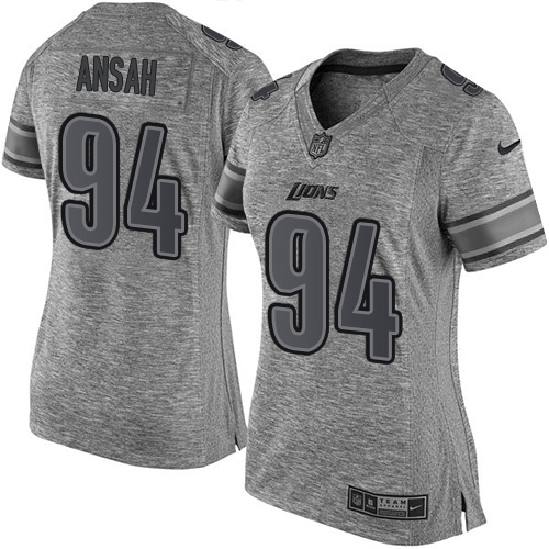 Women's Nike Detroit Lions #94 Ziggy Ansah Limited Gray Gridiron NFL Jersey