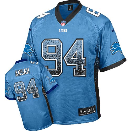 Men's Nike Detroit Lions #94 Ziggy Ansah Elite Blue Drift Fashion NFL Jersey