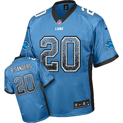Men's Nike Detroit Lions #20 Barry Sanders Elite Blue Drift Fashion NFL Jersey
