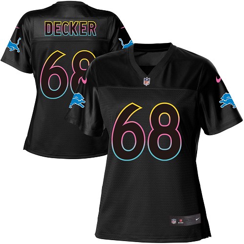 Women's Nike Detroit Lions #68 Taylor Decker Game Black Fashion NFL Jersey