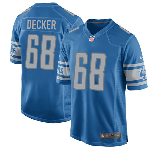 Men's Nike Detroit Lions #68 Taylor Decker Game Blue Team Color NFL Jersey