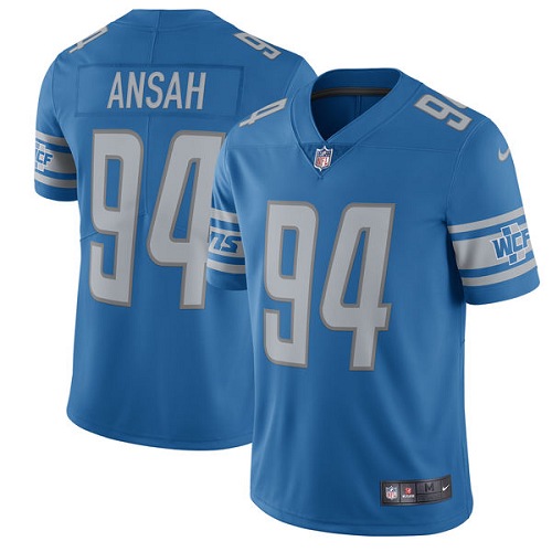 Men's Nike Detroit Lions #94 Ziggy Ansah Blue Team Color Vapor Untouchable Limited Player NFL Jersey
