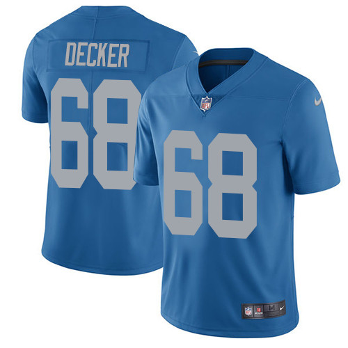 Men's Nike Detroit Lions #68 Taylor Decker Blue Alternate Vapor Untouchable Limited Player NFL Jersey