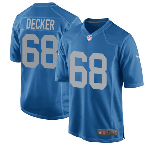 Men's Nike Detroit Lions #68 Taylor Decker Game Blue Alternate NFL Jersey