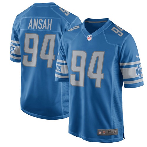 Men's Nike Detroit Lions #94 Ziggy Ansah Game Blue Team Color NFL Jersey
