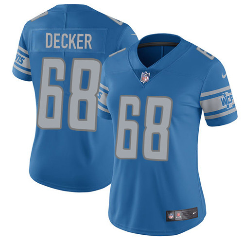 Women's Nike Detroit Lions #68 Taylor Decker Blue Team Color Vapor Untouchable Limited Player NFL Jersey