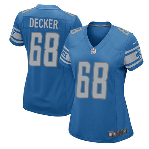 Women's Nike Detroit Lions #68 Taylor Decker Game Blue Team Color NFL Jersey