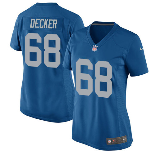 Women's Nike Detroit Lions #68 Taylor Decker Game Blue Alternate NFL Jersey
