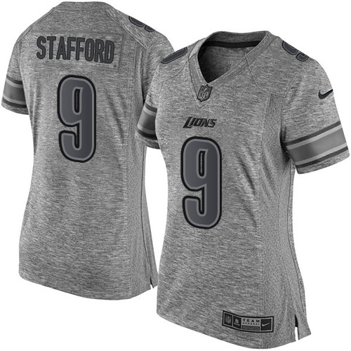 Women's Nike Detroit Lions #9 Matthew Stafford Limited Gray Gridiron NFL Jersey