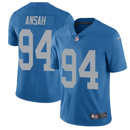 Men's Nike Detroit Lions #94 Ziggy Ansah Blue Alternate Vapor Untouchable Limited Player NFL Jersey