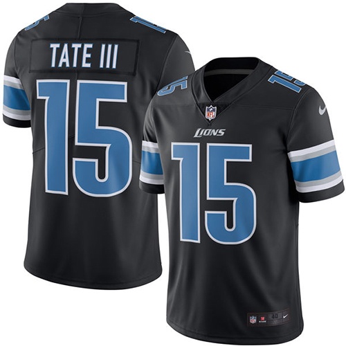 Men's Nike Detroit Lions #15 Golden Tate III Elite Black Rush Vapor Untouchable NFL Jersey