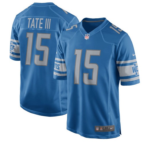 Men's Nike Detroit Lions #15 Golden Tate III Game Blue Team Color NFL Jersey
