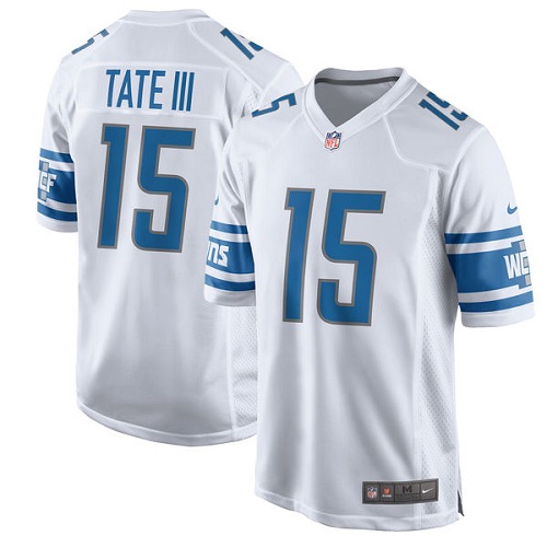 Men's Nike Detroit Lions #15 Golden Tate III Game White NFL Jersey