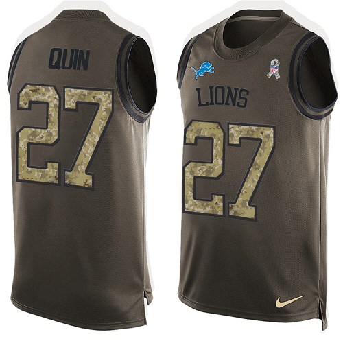Men's Nike Detroit Lions #27 Glover Quin Limited Green Salute to Service Tank Top NFL Jersey