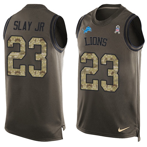 Men's Nike Detroit Lions #23 Darius Slay Limited Green Salute to Service Tank Top NFL Jersey