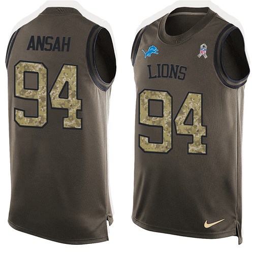 Men's Nike Detroit Lions #94 Ziggy Ansah Limited Green Salute to Service Tank Top NFL Jersey