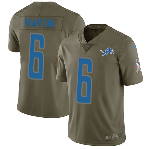 Youth Nike Detroit Lions #6 Sam Martin Limited Olive 2017 Salute to Service NFL Jersey