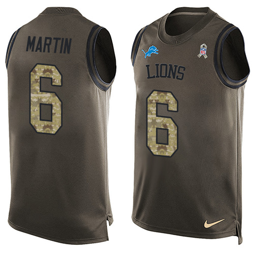 Men's Nike Detroit Lions #6 Sam Martin Limited Green Salute to Service Tank Top NFL Jersey