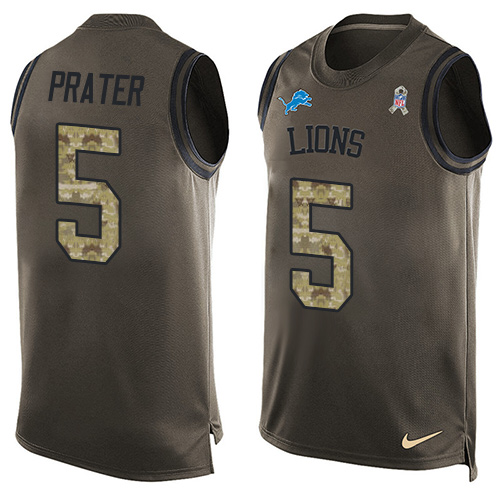Men's Nike Detroit Lions #5 Matt Prater Limited Green Salute to Service Tank Top NFL Jersey