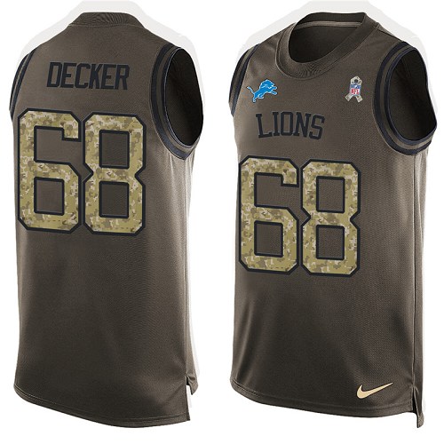 Men's Nike Detroit Lions #68 Taylor Decker Limited Green Salute to Service Tank Top NFL Jersey