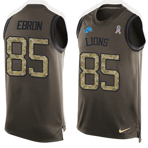 Men's Nike Detroit Lions #85 Eric Ebron Limited Green Salute to Service Tank Top NFL Jersey