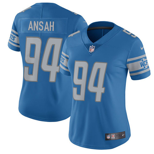 Women's Nike Detroit Lions #94 Ziggy Ansah Blue Team Color Vapor Untouchable Elite Player NFL Jersey