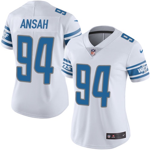 Women's Nike Detroit Lions #94 Ziggy Ansah White Vapor Untouchable Limited Player NFL Jersey