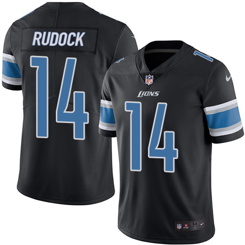 Men's Nike Detroit Lions #14 Jake Rudock Limited Black Rush Vapor Untouchable NFL Jersey